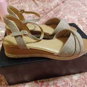 Talbots Khaki Espadrille Pamela Twist Sandals 7.5 New In Box
